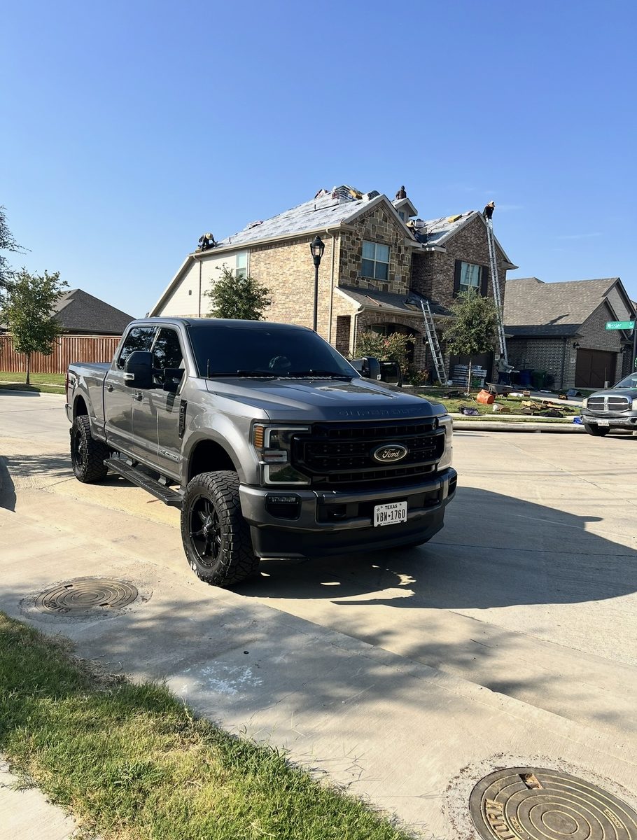 Fortified crew truck on the job