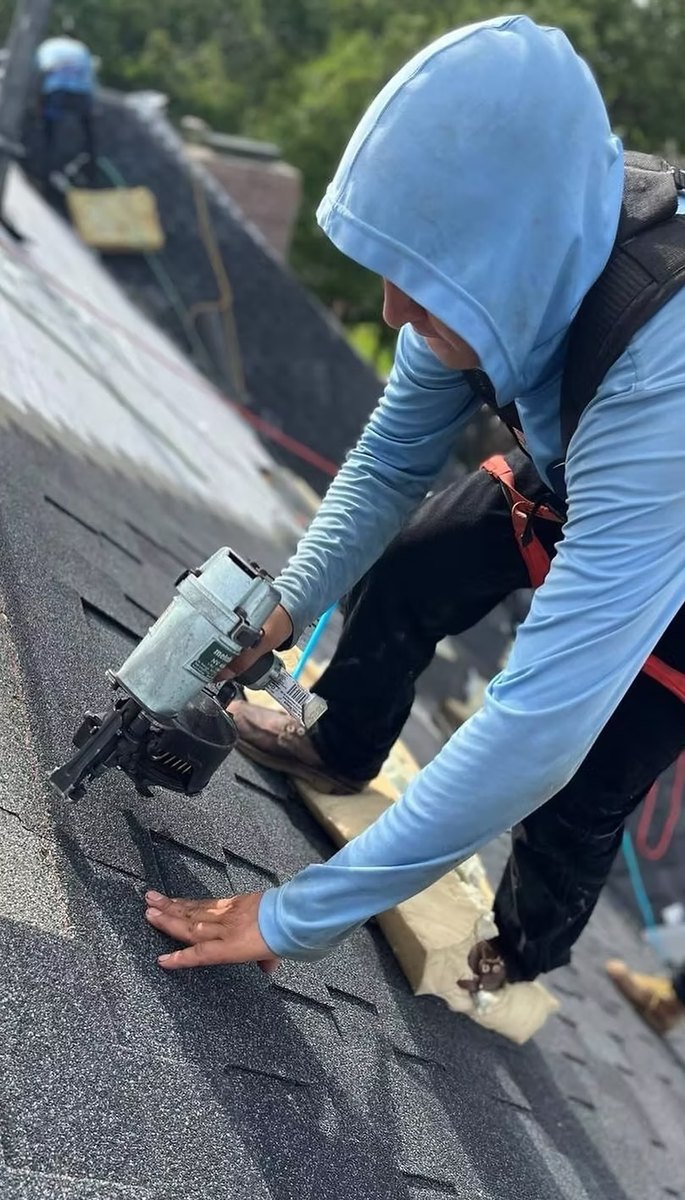 Nailing Down A Shingle Course By Hand